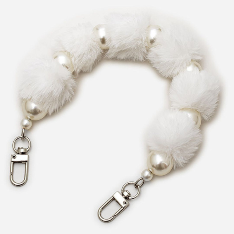Collier de Coque de Téléphone avec Pompon Blanc, Fermoir Argenté - 30 CM. — ECO · Smarty Paris 18e